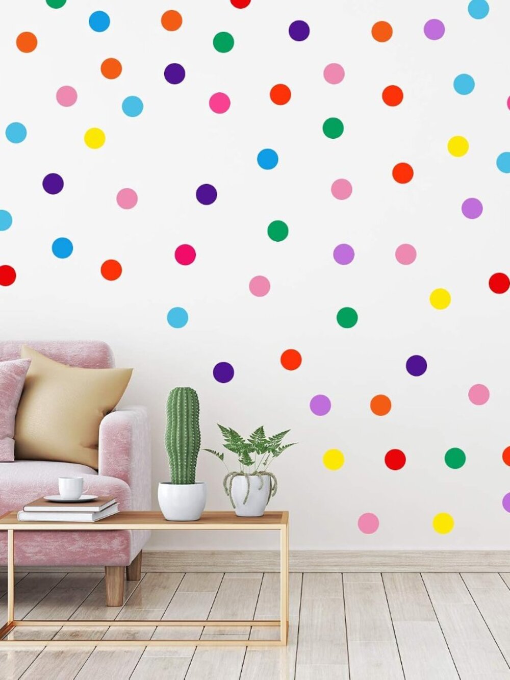 240 Pcs 2 Inch Colored Polka Dots Wall Decals, Solid Color